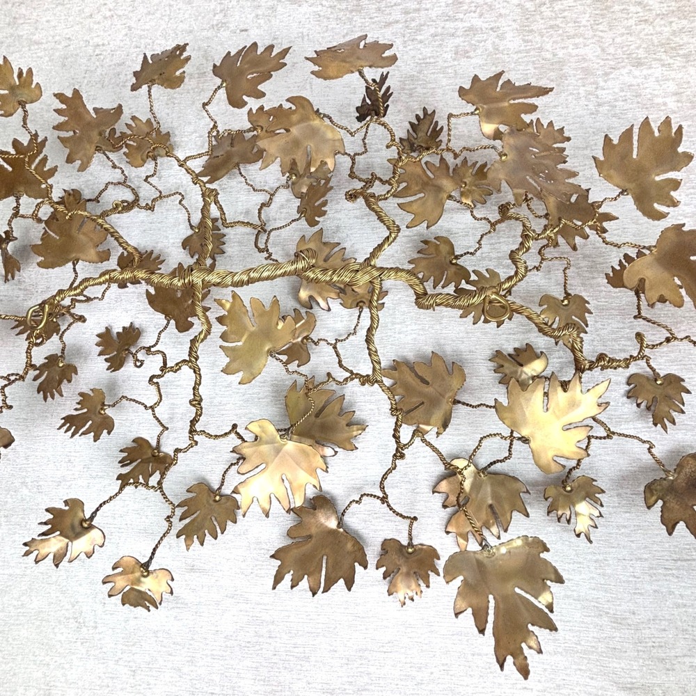 MCM Curtis Jere Style Brass Metal Brutalist Sculpture Tree Branch Leaves